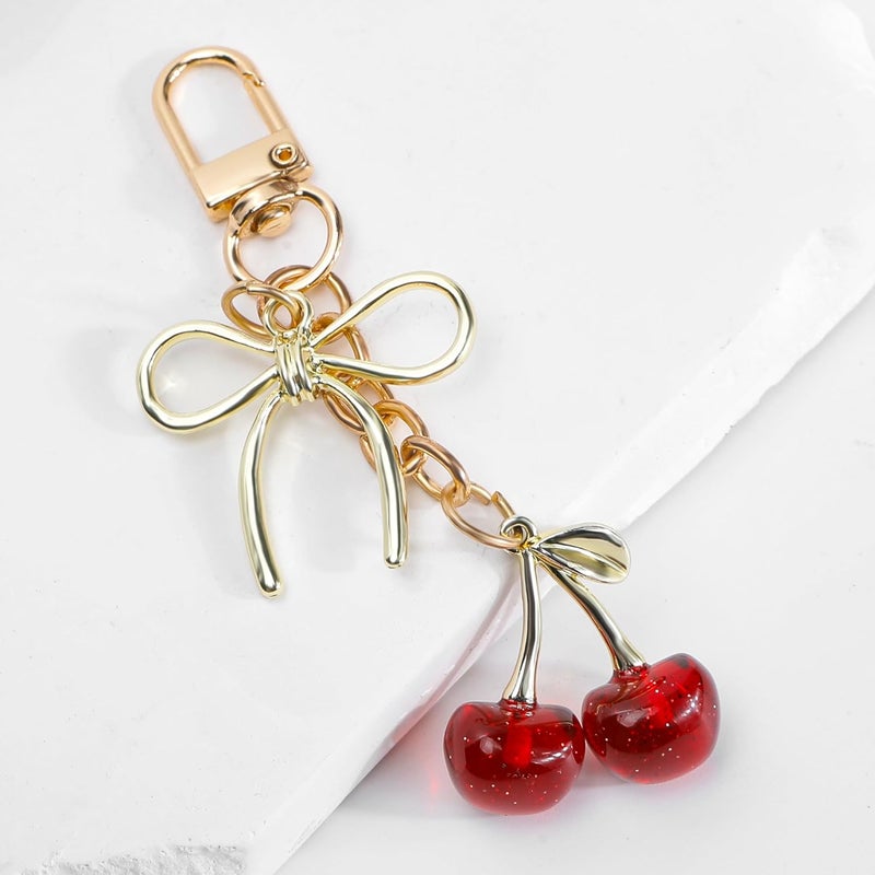 FASTFAIRY Keychain Cherry Bag Charms Purse: Key Chains Women Cute - Car keyrings leather handbags - Valentines Day Gifts - Image 4